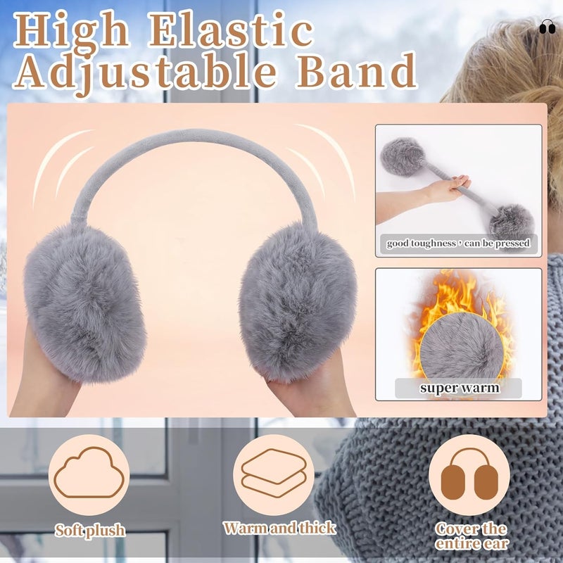 Lainlight Store Ear Muffs Winter Women Girls Adjustable Faux Fur Ear Warmers Comfy Cute Fuzzy Earmuffs - Image 3